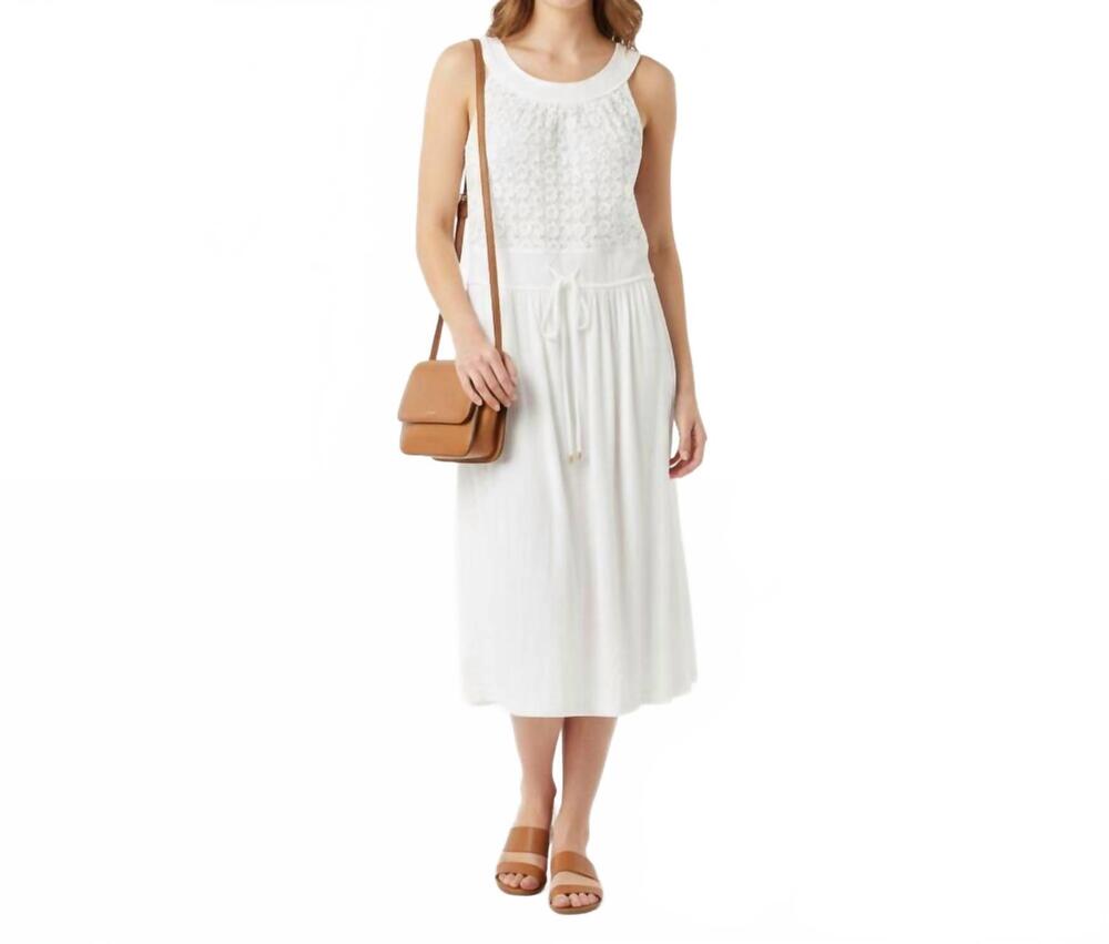 NEW CALVIN KLEIN lace bodice midi dress in white